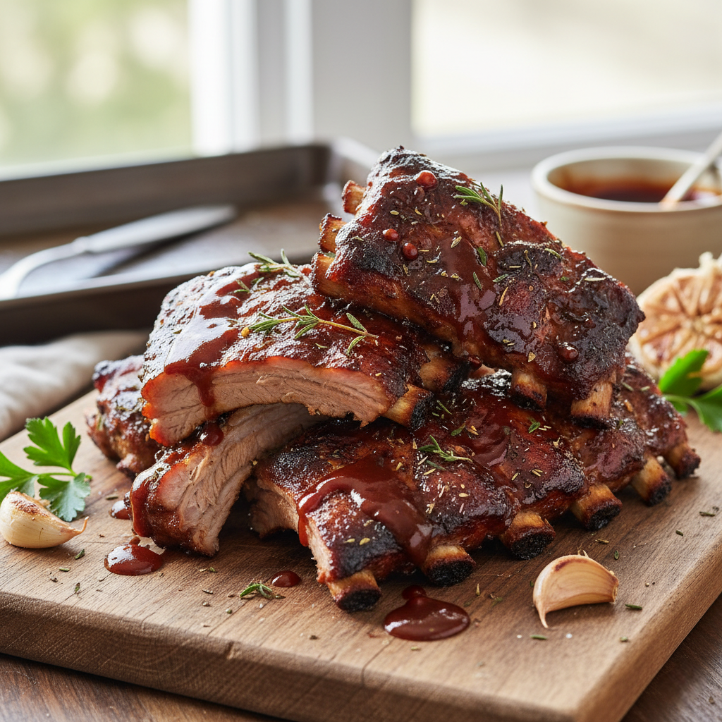 Ароматные свиные рёбрышки, запечённые до совершенства